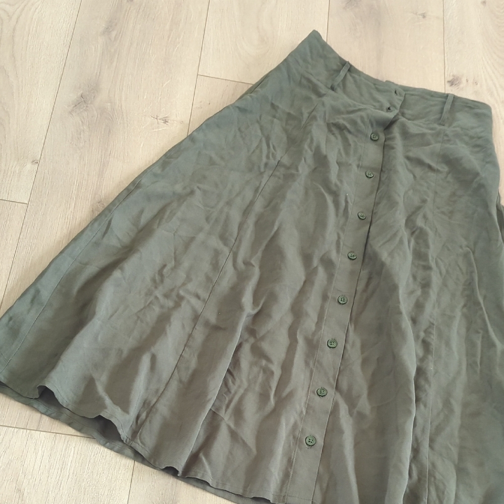Olive Green Button-Up Skirt